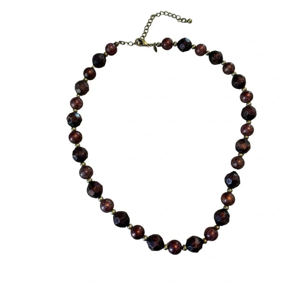 Premier Designs “Newberry” Purple Antiqued Matte Brass Beaded Necklace Retired